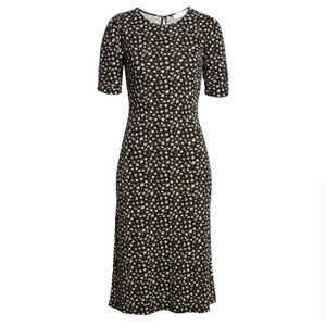 Nordstrom All in Favor Ditsy Black Floral Midi Dress